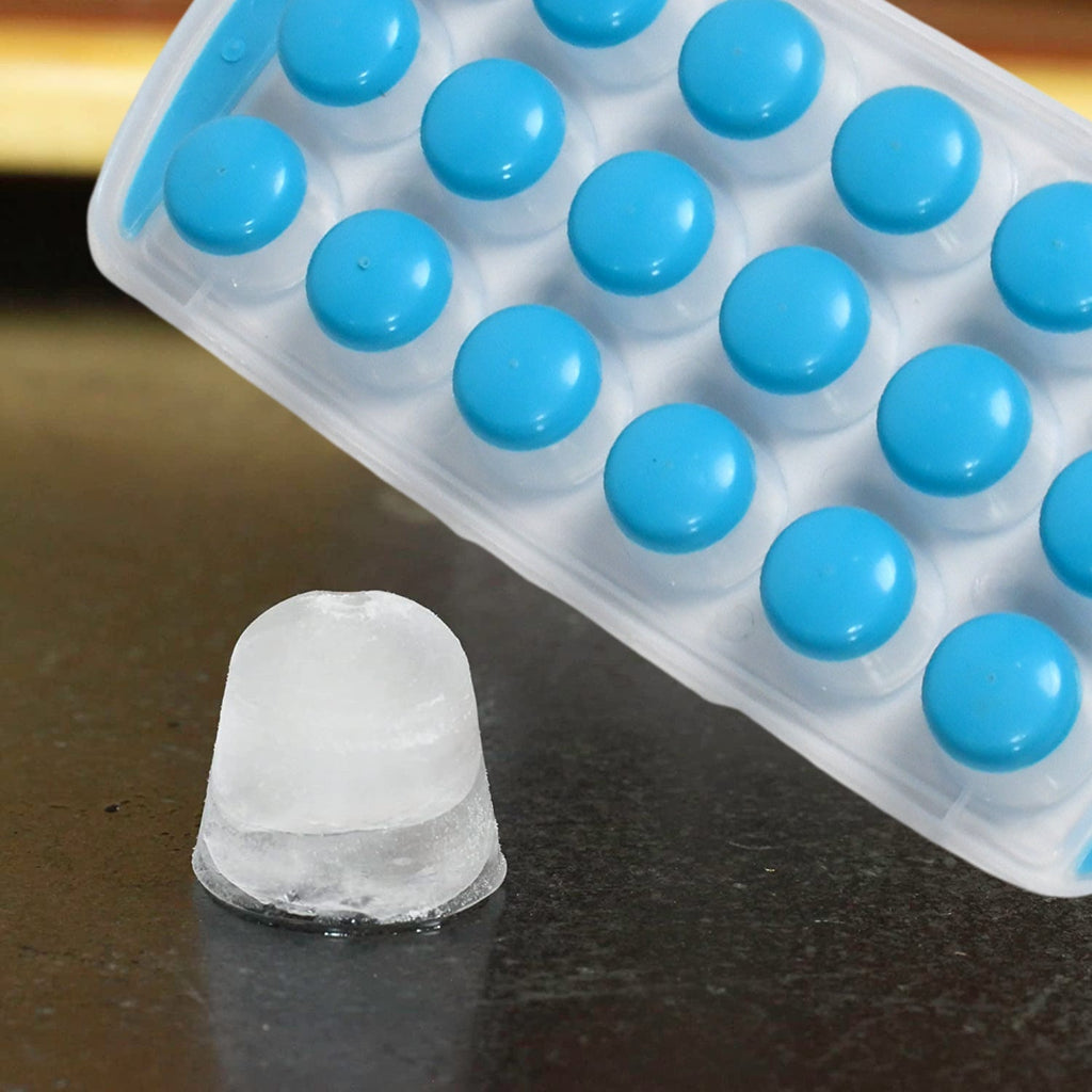 5353 Smart Push Pop Out Round Shape Mini Ice Cube Trays With Flexible Silicone Bottom