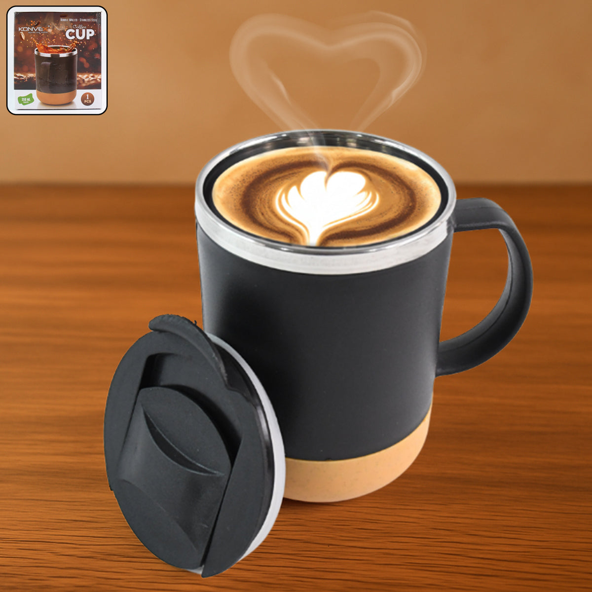Insulated Coffee Mug With Spill-proof Lid (Approx 350ml  1 Pc)