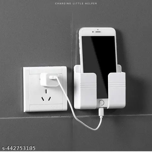 Self Adhesive Wall Mounted Mobile Phone Holder Stand With Charging Slot (1 Pc)