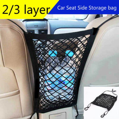 Car Storage Organize Car String Bag Car Seat Side Storage Net Bag Mesh Pocket Organizer Stick-on For Purse Bag Phone
