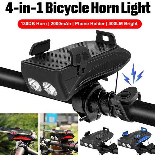Plastic Bicycle Phone Holder With Handlebar Mount For Secure Mobile Use With Horn (1 Pc)