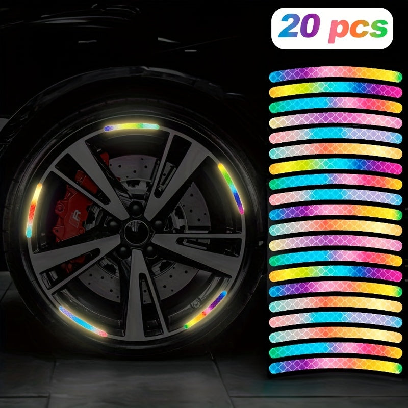 Reflective Car Wheel Stickers  Multicolored 20 Pcs For Night Safety  Velvet Wheels