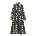 Printed shirt style waistband dress
