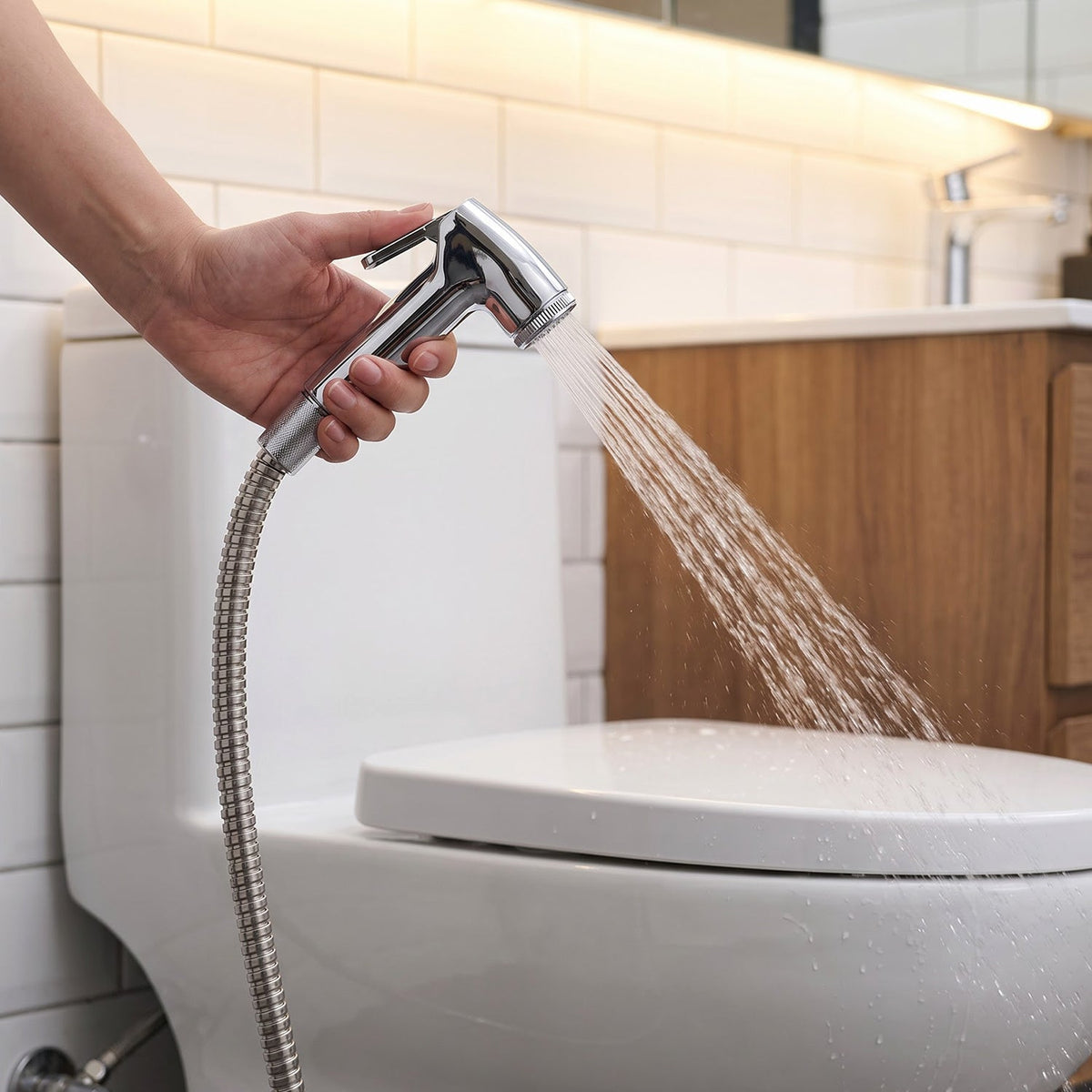 Flexible Shower Hose Pipe With Handheld Spray Head For Bathroom Cleaning (1 Pc)