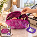 Floral Cosmetic Zipper Pouch With Attached Mirror For Travel Storage (20x11 Cm)