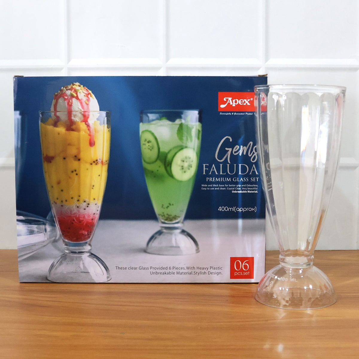 Apex Premium Dessert  Falooda Glasses (Approx 400ml  6 Pc)