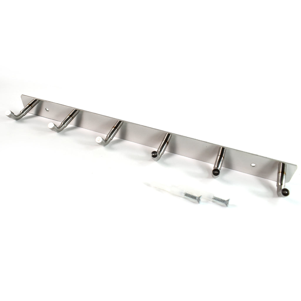 Stainless Steel Wall Mounted Coat 6 Hook Rack (32x3  1pc)