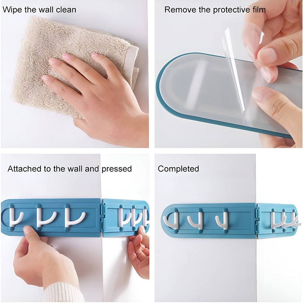Foldable Rotating Wall-mounted Multipurpose Hook Rack (1 Pc)