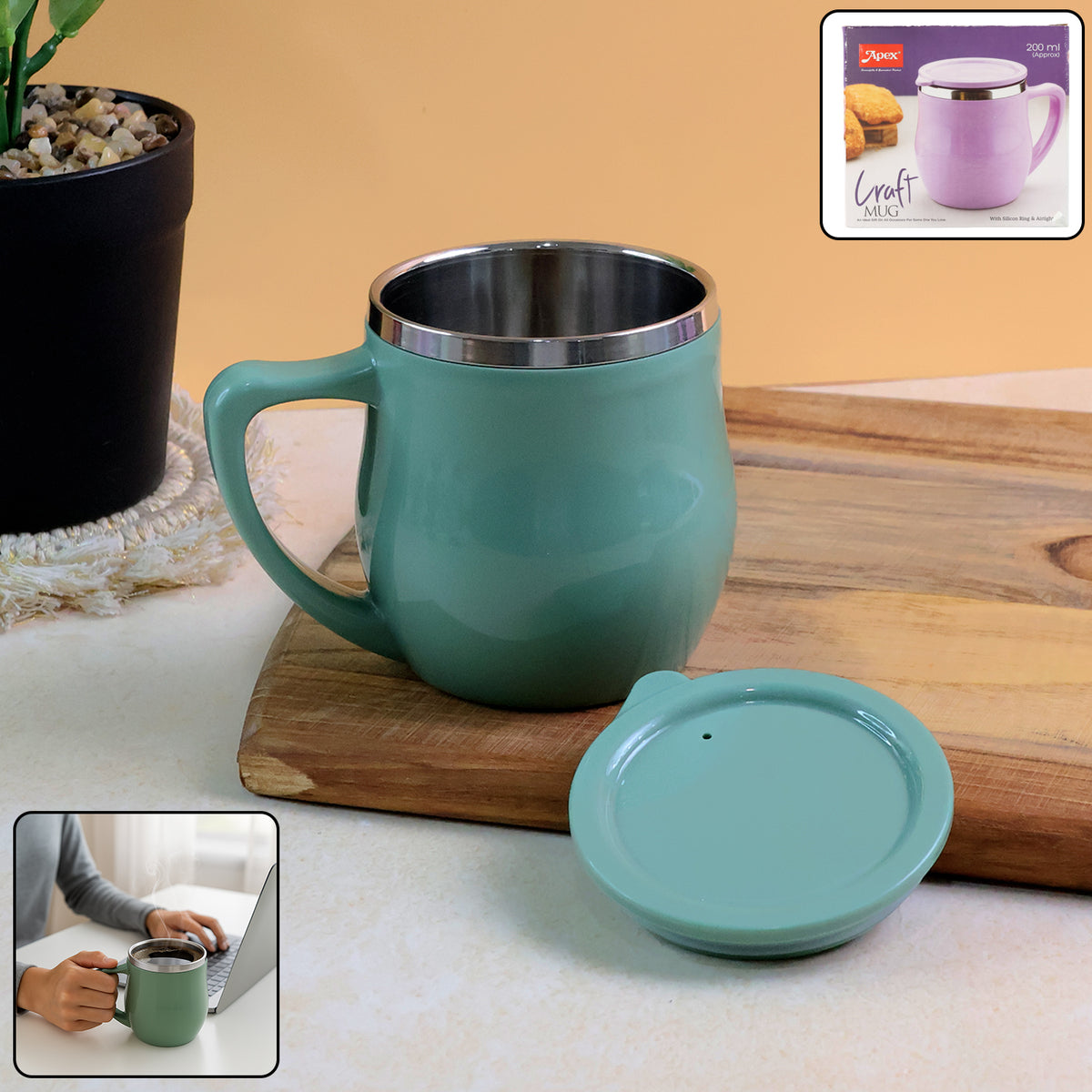 Apex Double-wall Desk Mug - (200ml  1 Pc)